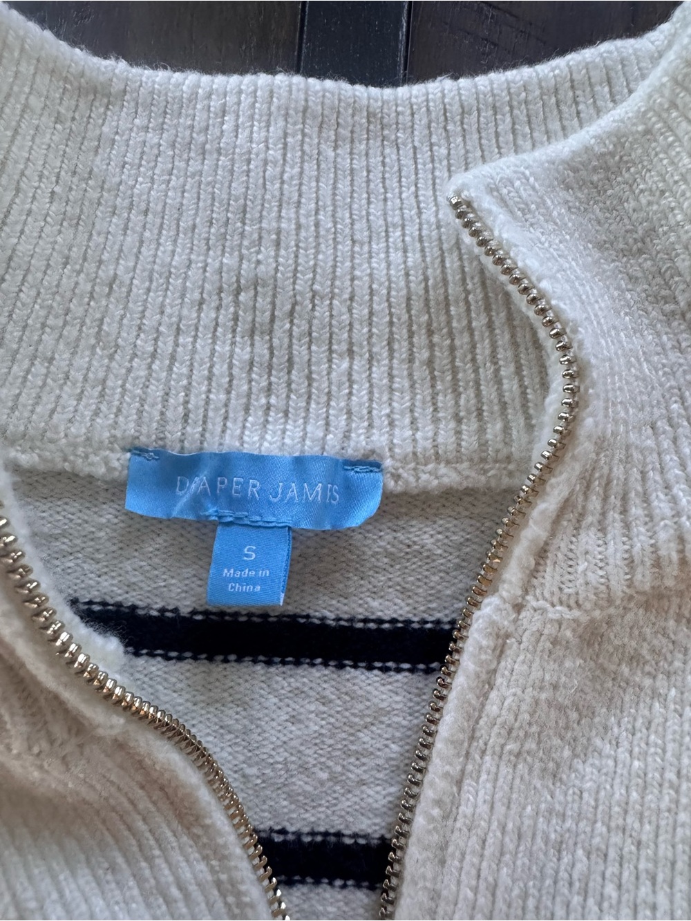 NWT Draper James Quarter-Zip Sweater in Mariner Stripe. Size S - Picture 7 of 9